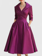 Solène Elegant Midi Dress Purple