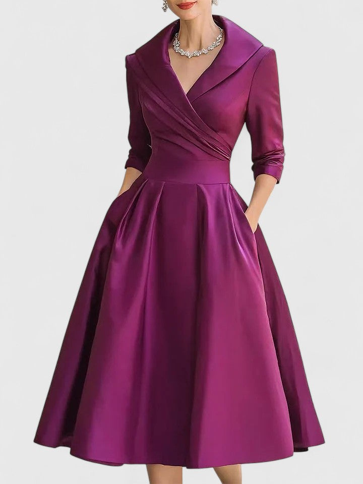 Solène Elegant Midi Dress Purple