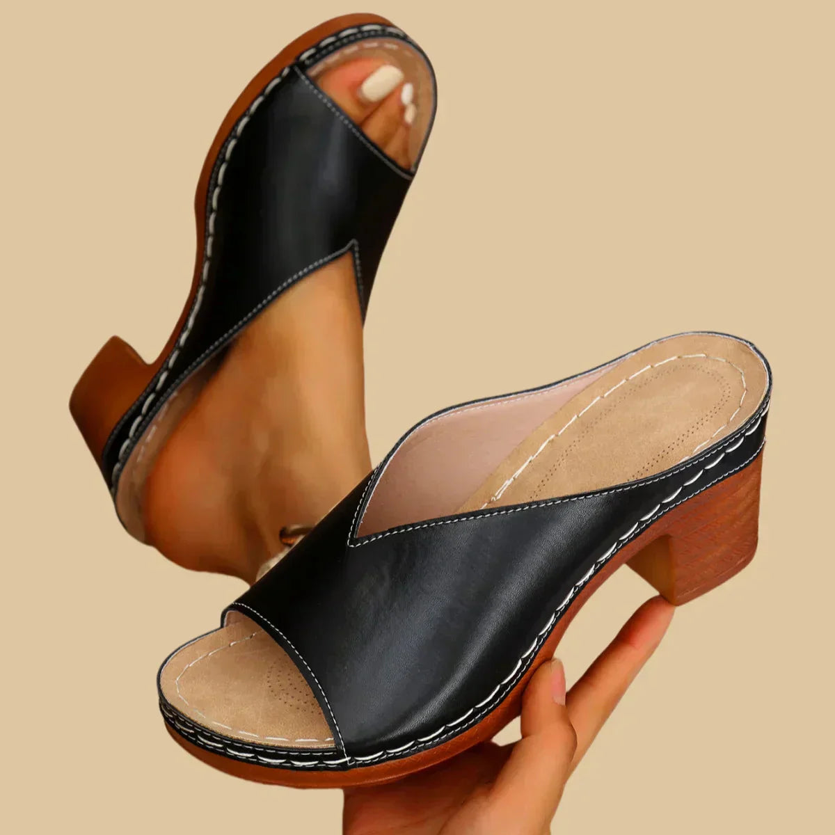 Amalfi| Block Heel Slide Sandals