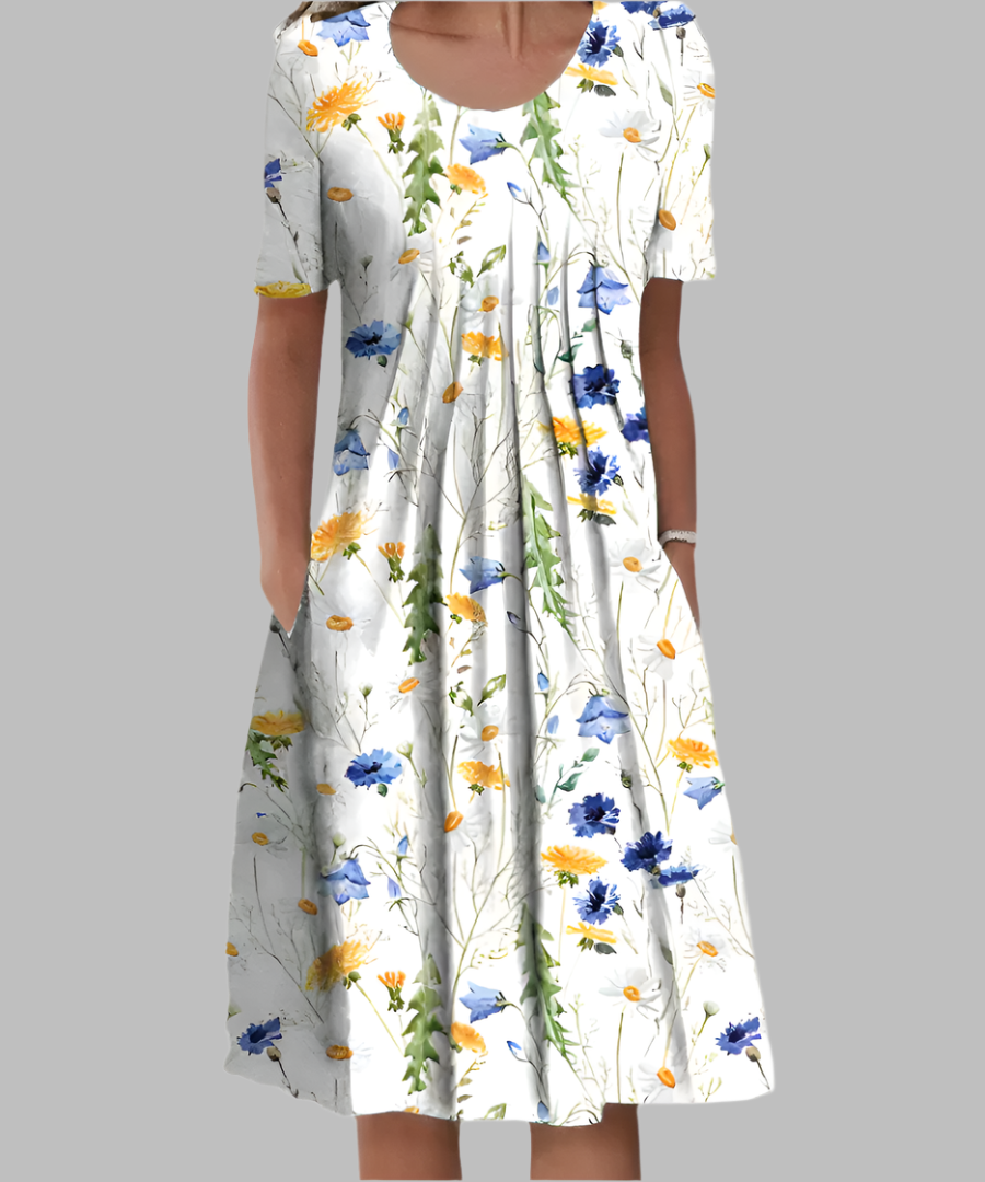 Ophelia Dress White with Yellow