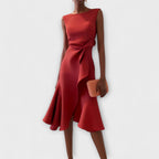 Vivienne Sophisticated Midi Dress - Red