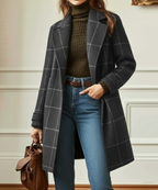 Harlow Wool Check Coat Grey