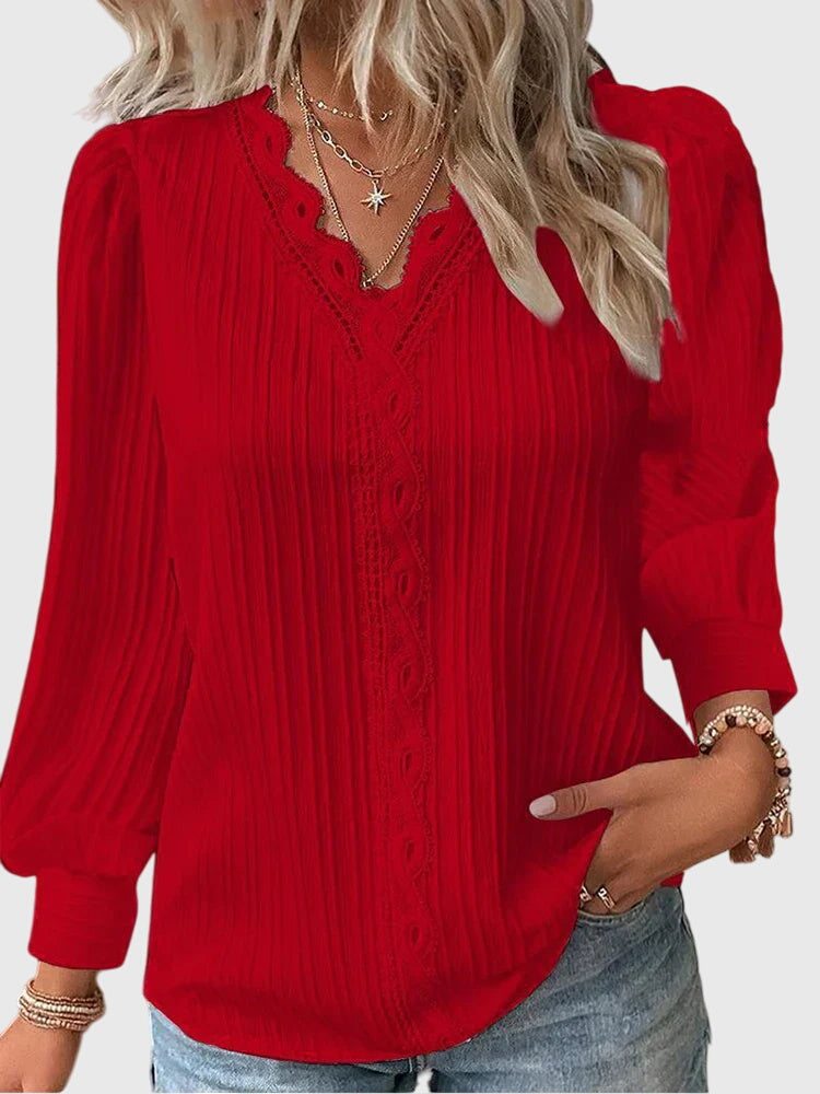 Liora Elegant Pullover Blouse red