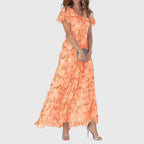 Celeste Figure Flattering Dress - Orange
