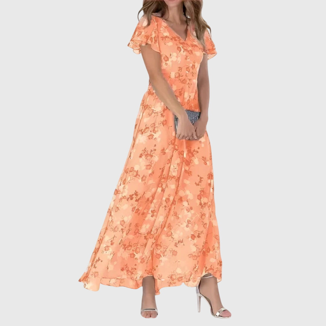Celeste Figure Flattering Dress - Orange