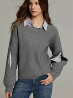 2 in 1 Ribbed Cutout Sweater