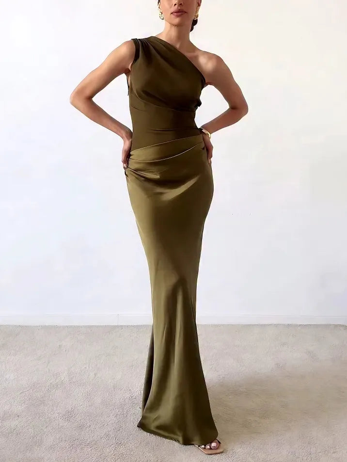 Aurelia | One-Shoulder Pleated Maxi Dress