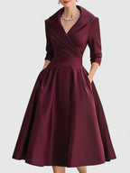 Solène Elegant Midi Dress Burgundy
