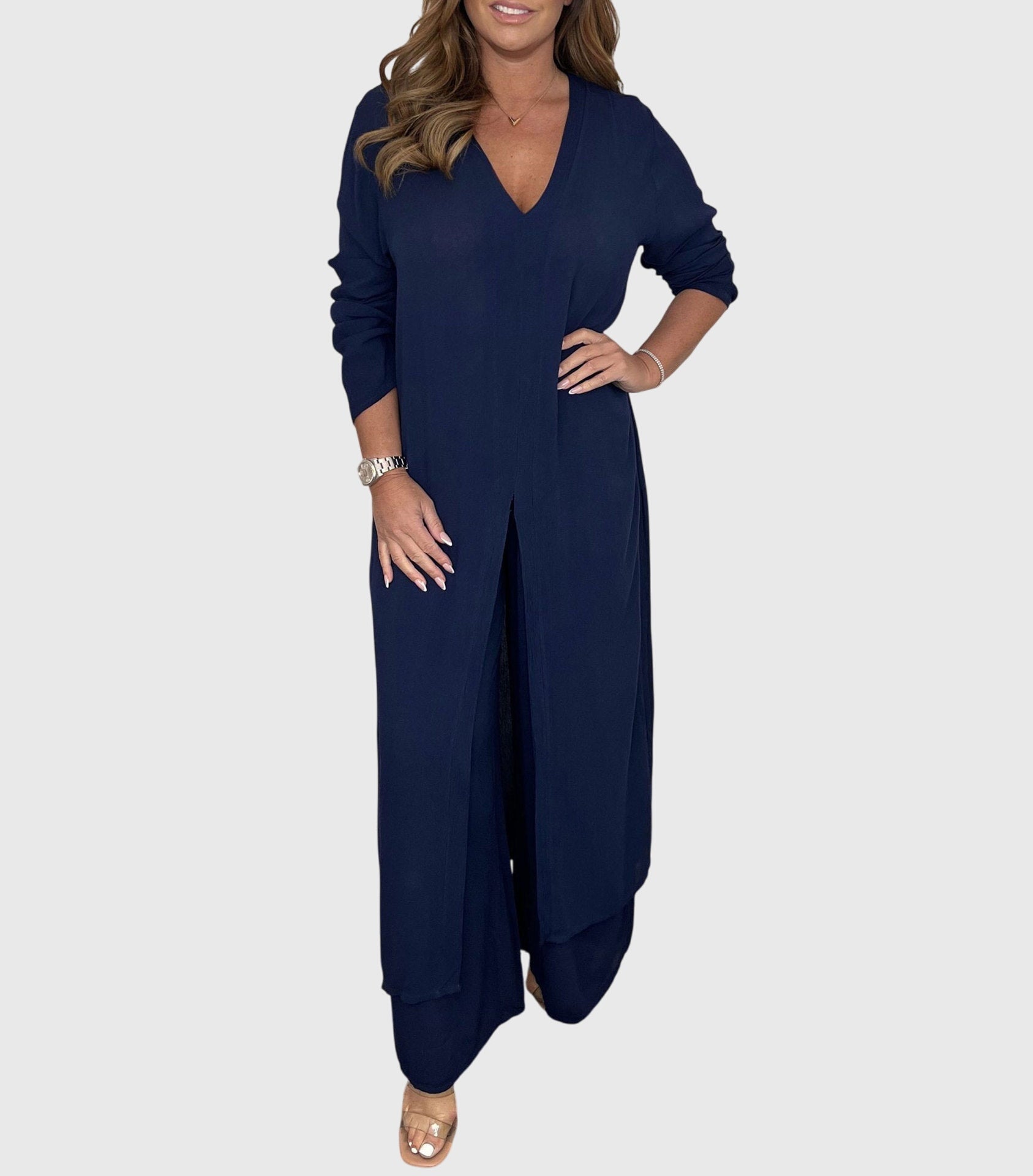 Seraphine Elegant Two-Piece Set Navy Blue
