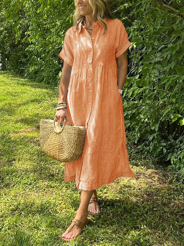 Marlowe Striped Shirt - Orange