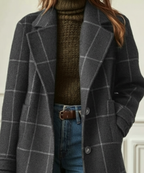 Harlow Wool Check Coat grey front