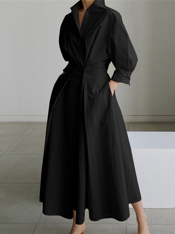 Seraphina Flowing Long Dress - Black
