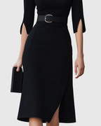 Vesper Classic Black Midi Dress detail