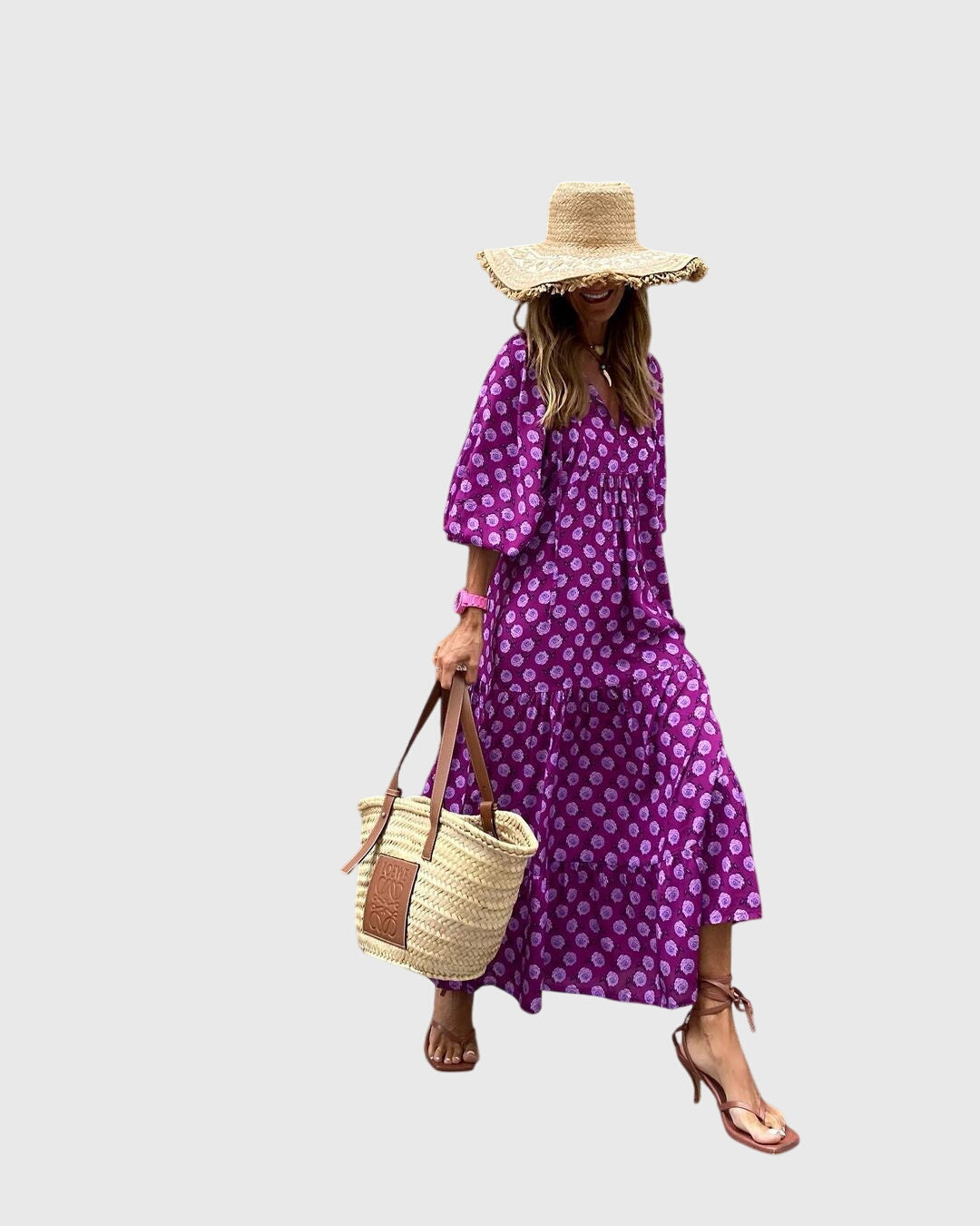 Marguerite Boho Maxi Dress in Purple