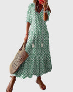 Zara Boho Vintage Summer Dress - Green