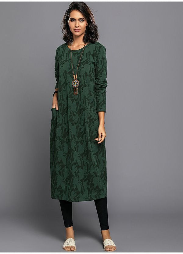 Marguerite | Long Sleeve Floral Midi Dress with Pockets
