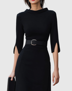 Vesper Classic Black Midi Dress back