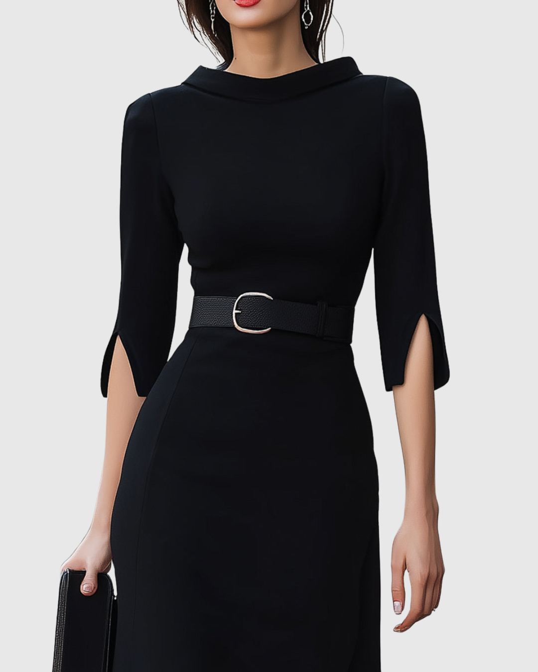 Vesper Classic Black Midi Dress back