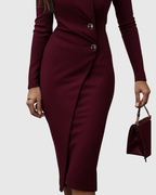 Vivienne Wrap-Style Buttoned Midi Dress