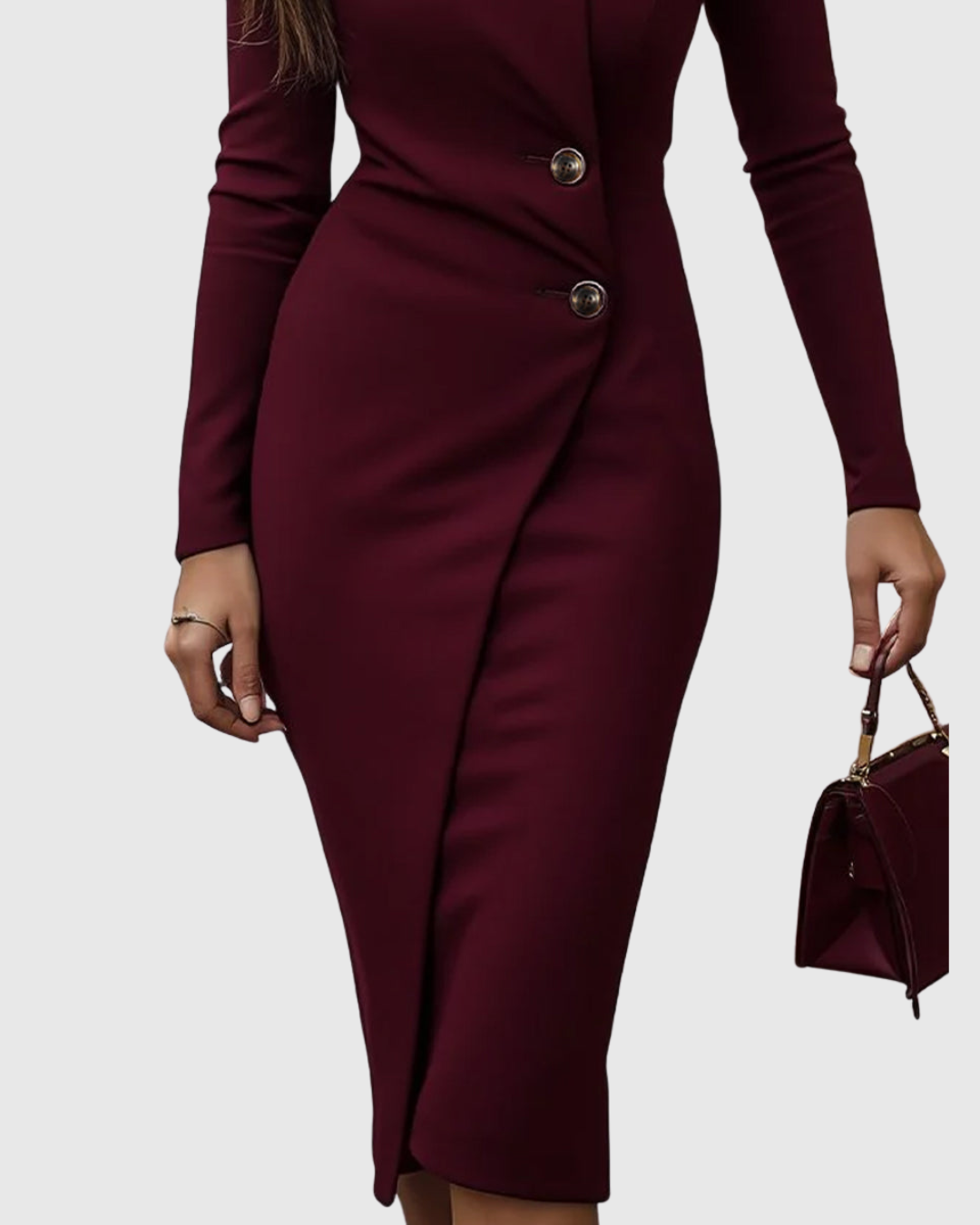 Vivienne Wrap-Style Buttoned Midi Dress