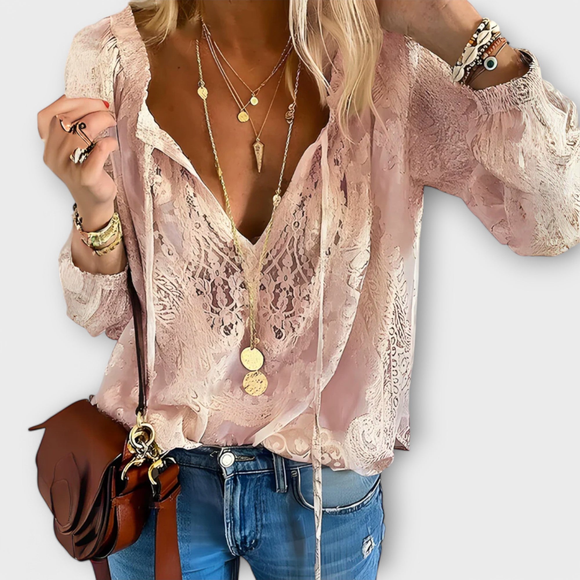 Seraphine Lace Blouse Pink
