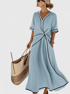 Vivienne Striped Summer Dress Blue