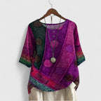 Ivara Patchwork Print Top in purple