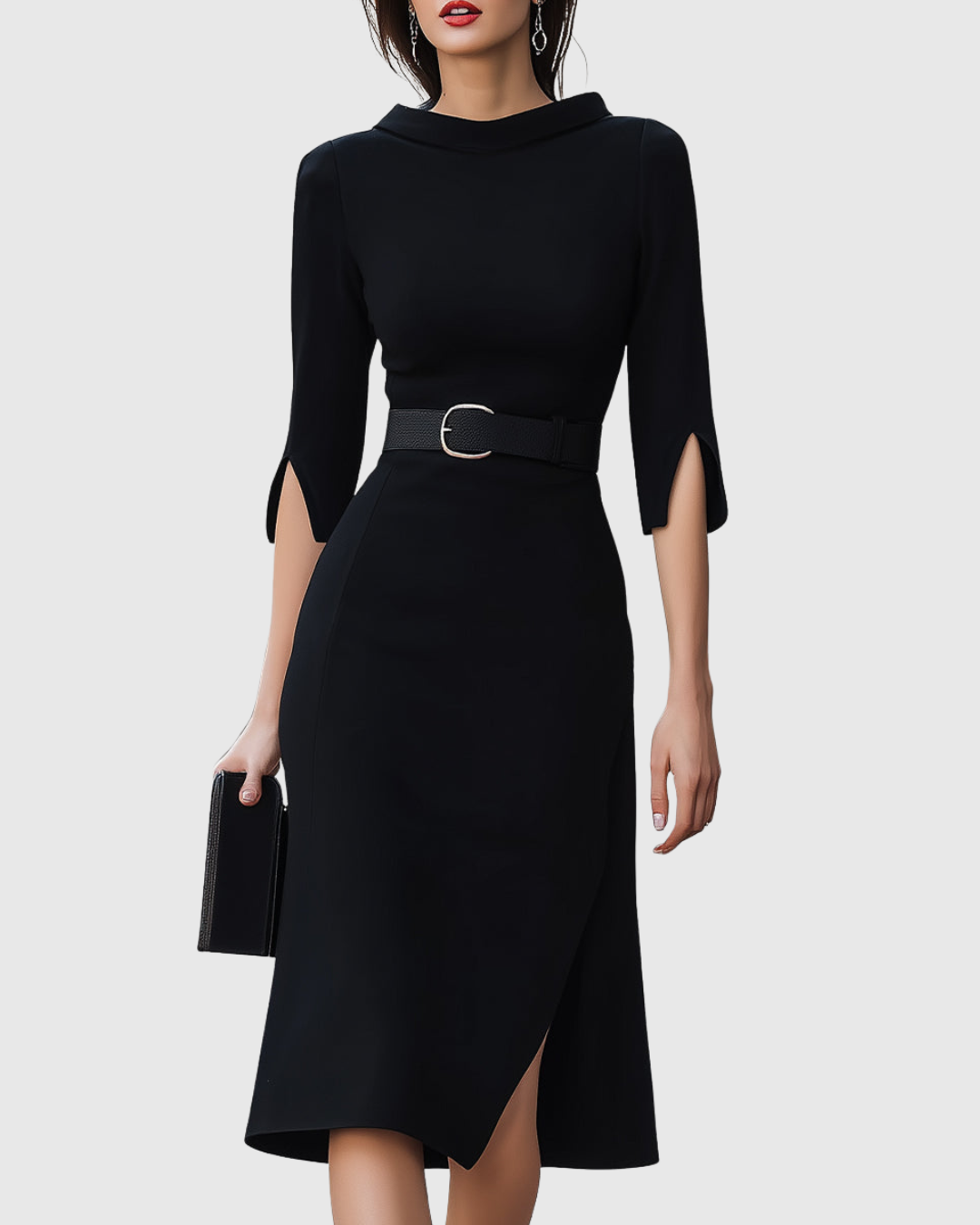 Vesper Classic Black Midi Dress