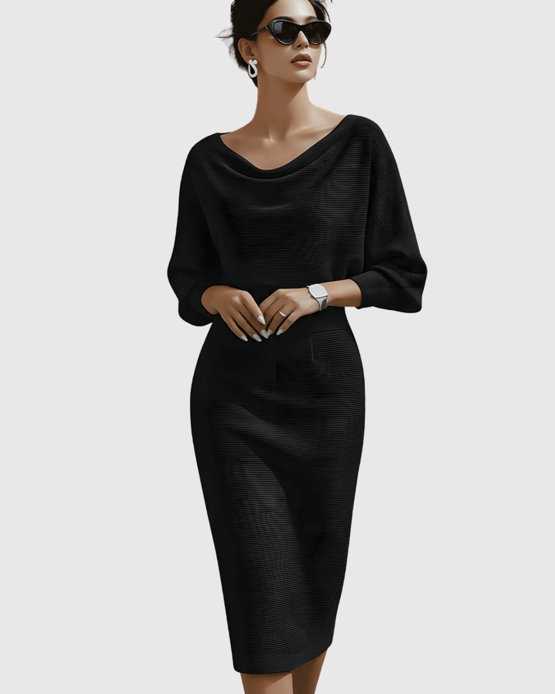 Aria Draped Batwing Midi Dress detail