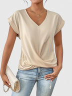 Vivienne V-Neck Top Beige