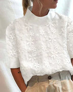 Vivienne | Floral Embroidered Stand-Up Collar Blouse