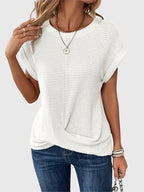 Colette Crew Neck Blouse in white