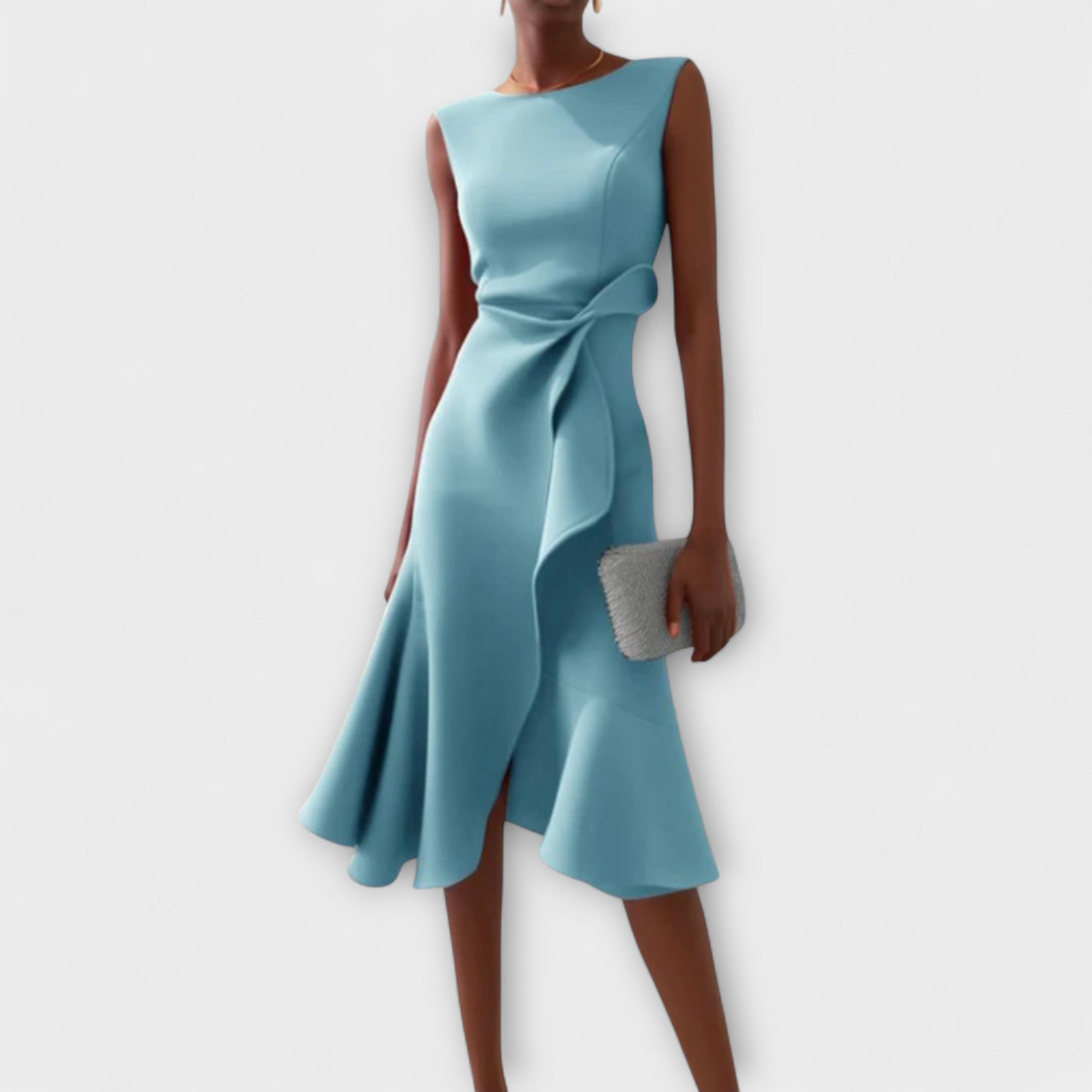 Vivienne Sophisticated Midi Dress - Light Blue