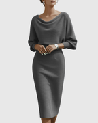 Aria Draped Batwing Midi Dress Grey