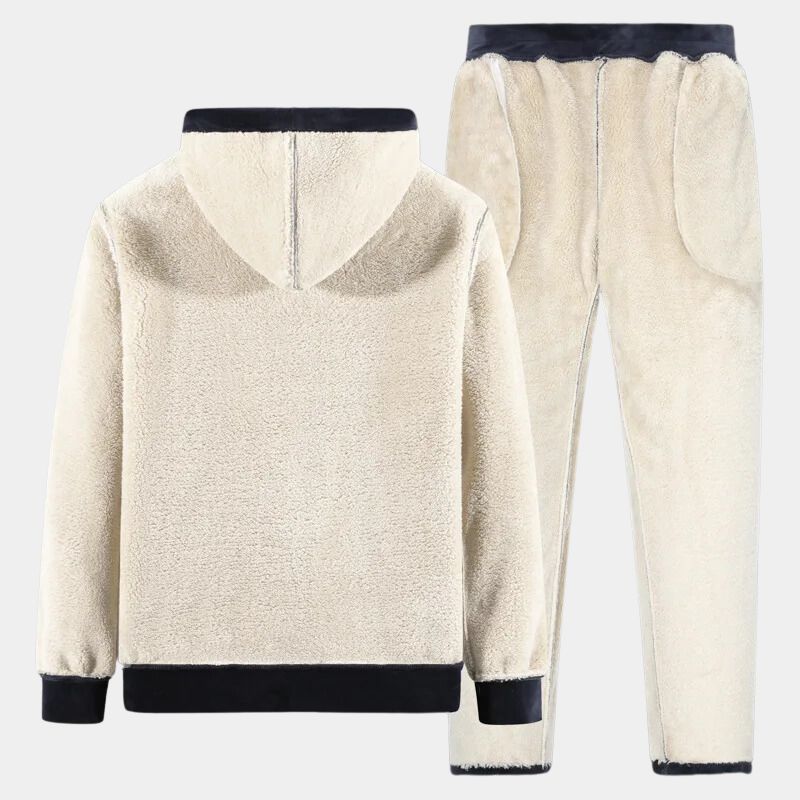 Men's fleece tracksuit worn view