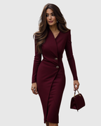 Vivienne Wrap-Style Buttoned Midi Dress