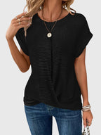 Colette Crew Neck Blouse in black
