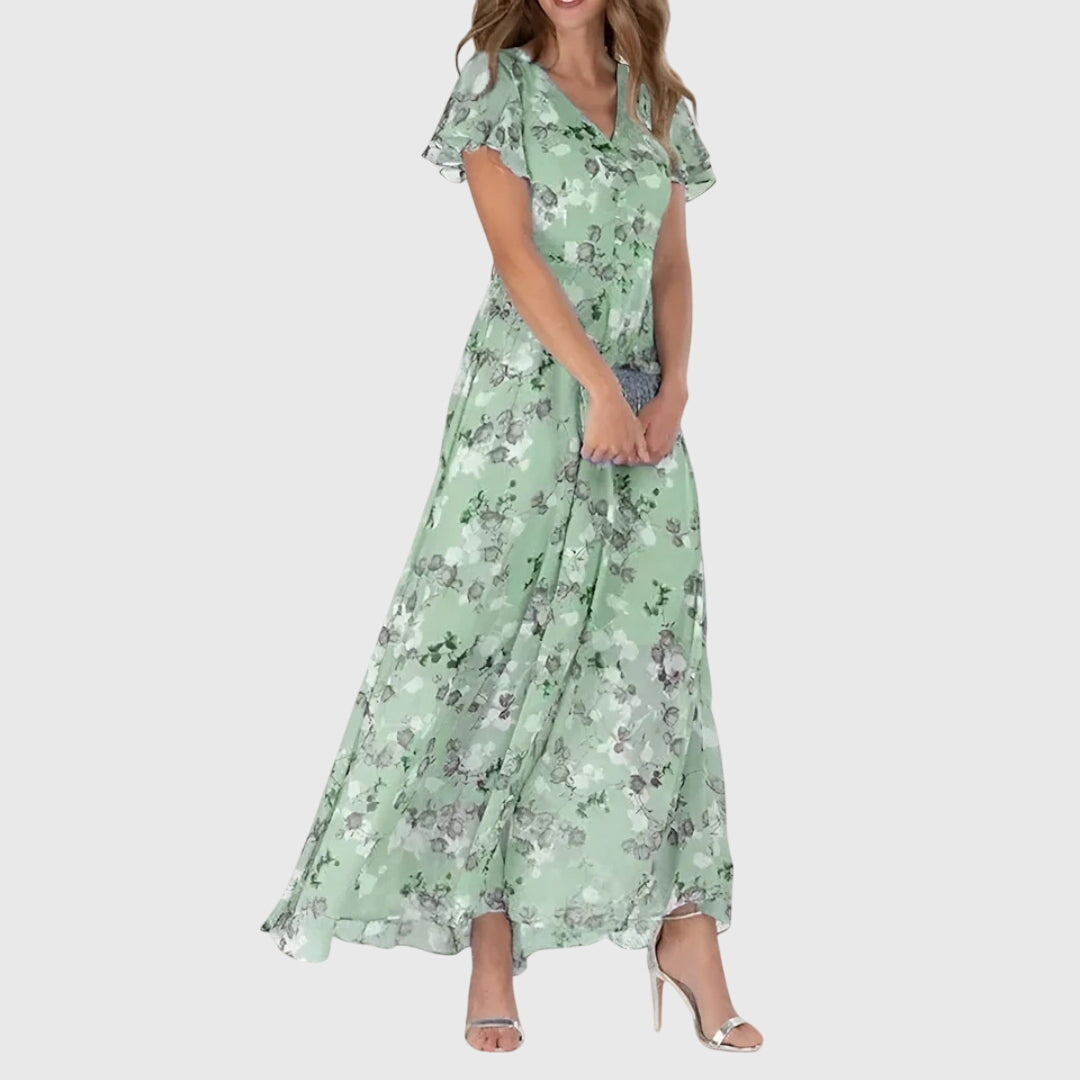 Celeste Figure Flattering Dress - Green
