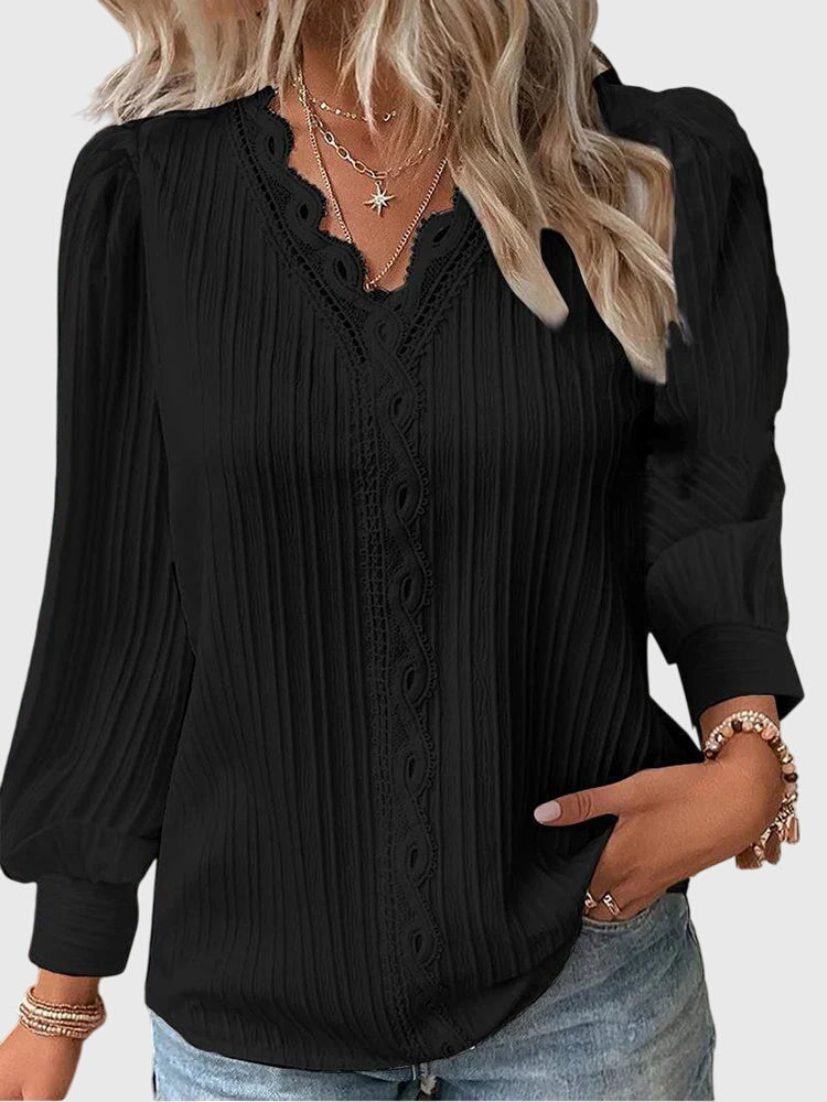 Liora Elegant Pullover Blouse black