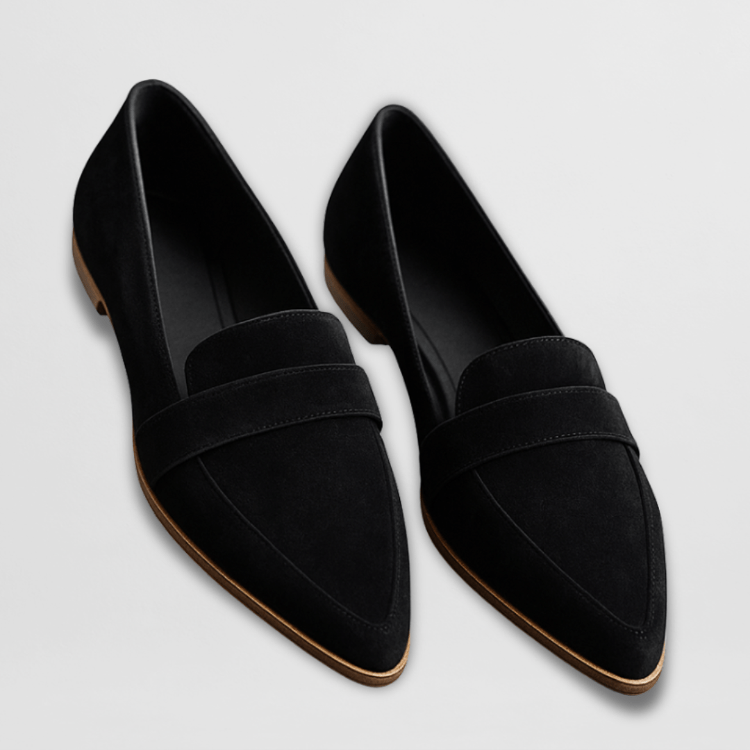 Velour Orthopedic Suede Loafers - Black