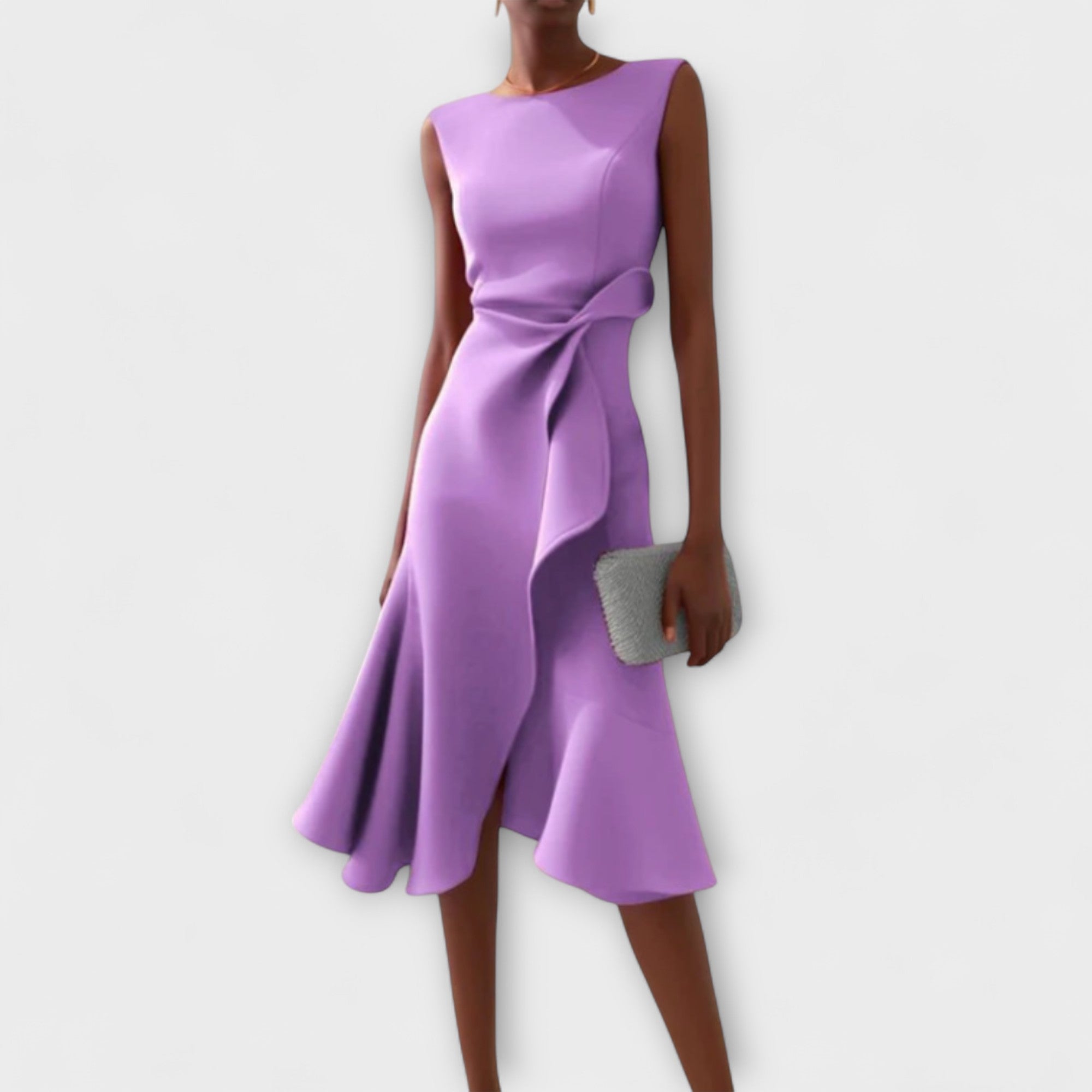 Vivienne Sophisticated Midi Dress - Purple