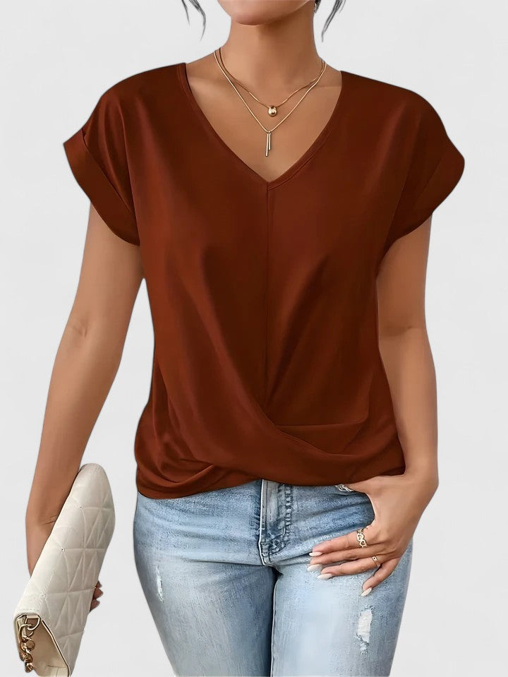 Vivienne V-Neck Top Red