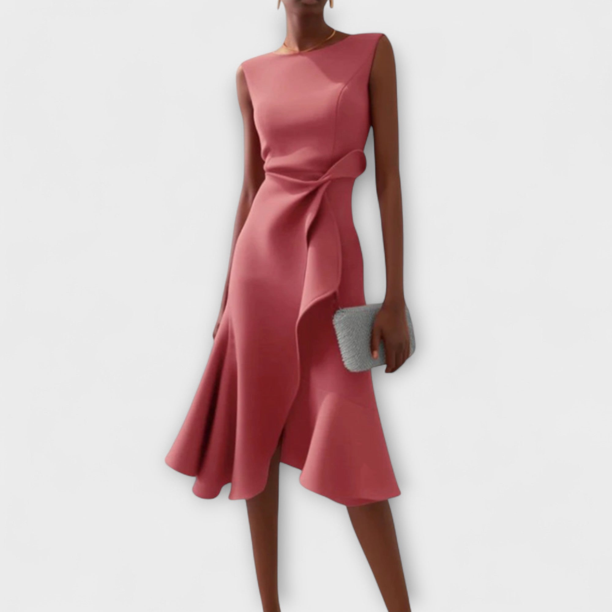 Vivienne Sophisticated Midi Dress - Pink