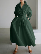 Seraphina Flowing Long Dress - Army Green