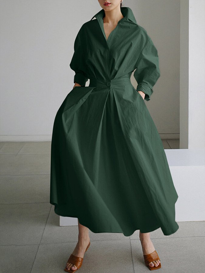Seraphina Flowing Long Dress - Army Green