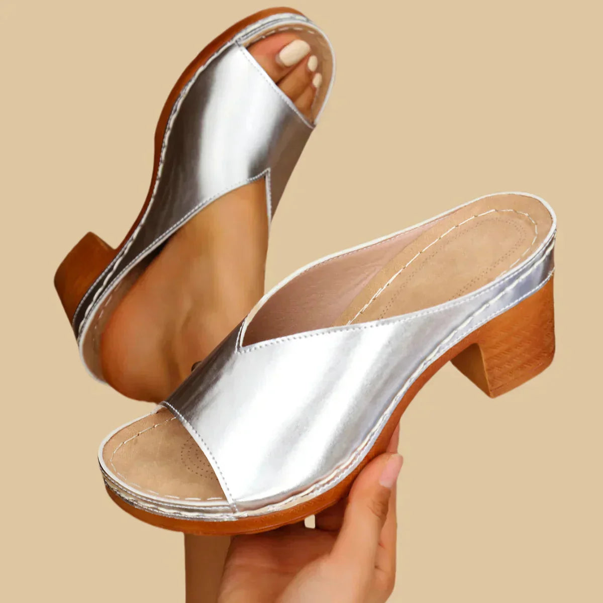 Amalfi| Block Heel Slide Sandals