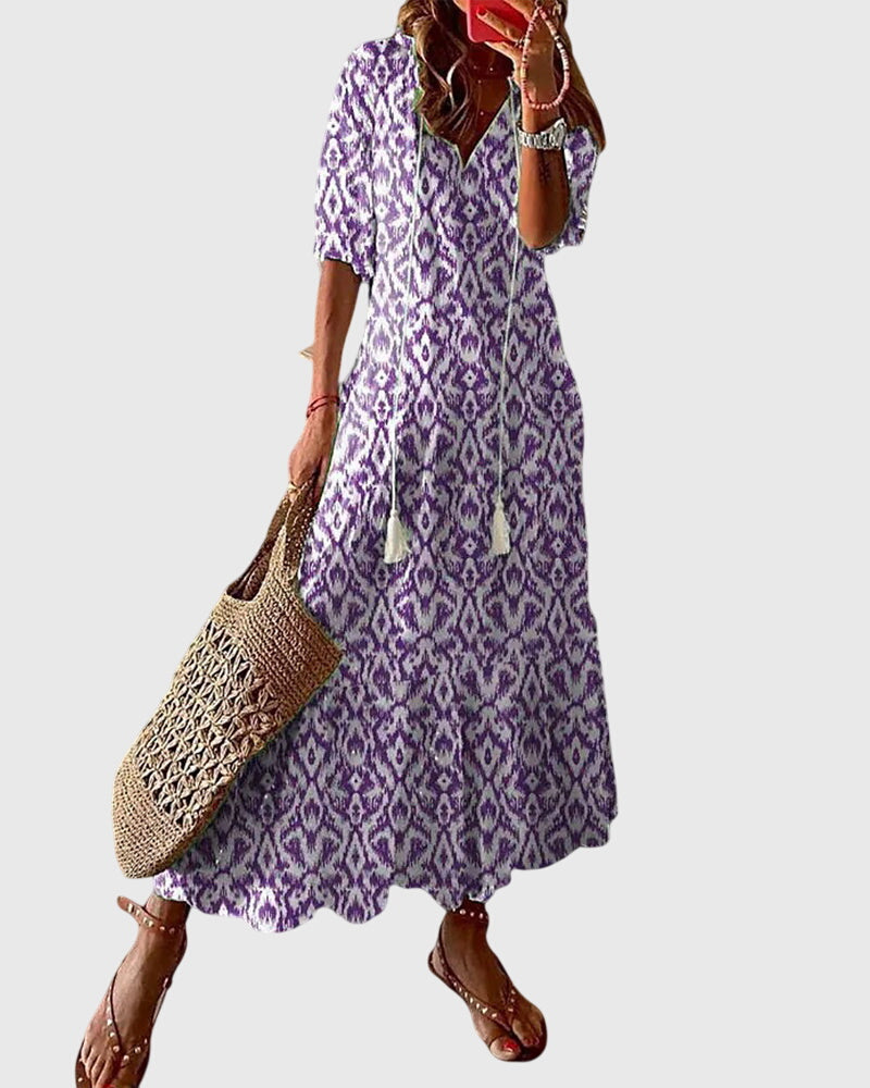 Zara Boho Vintage Summer Dress - Purple