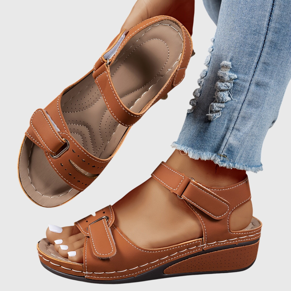 Solene Orthopedic Slide Sandals brown