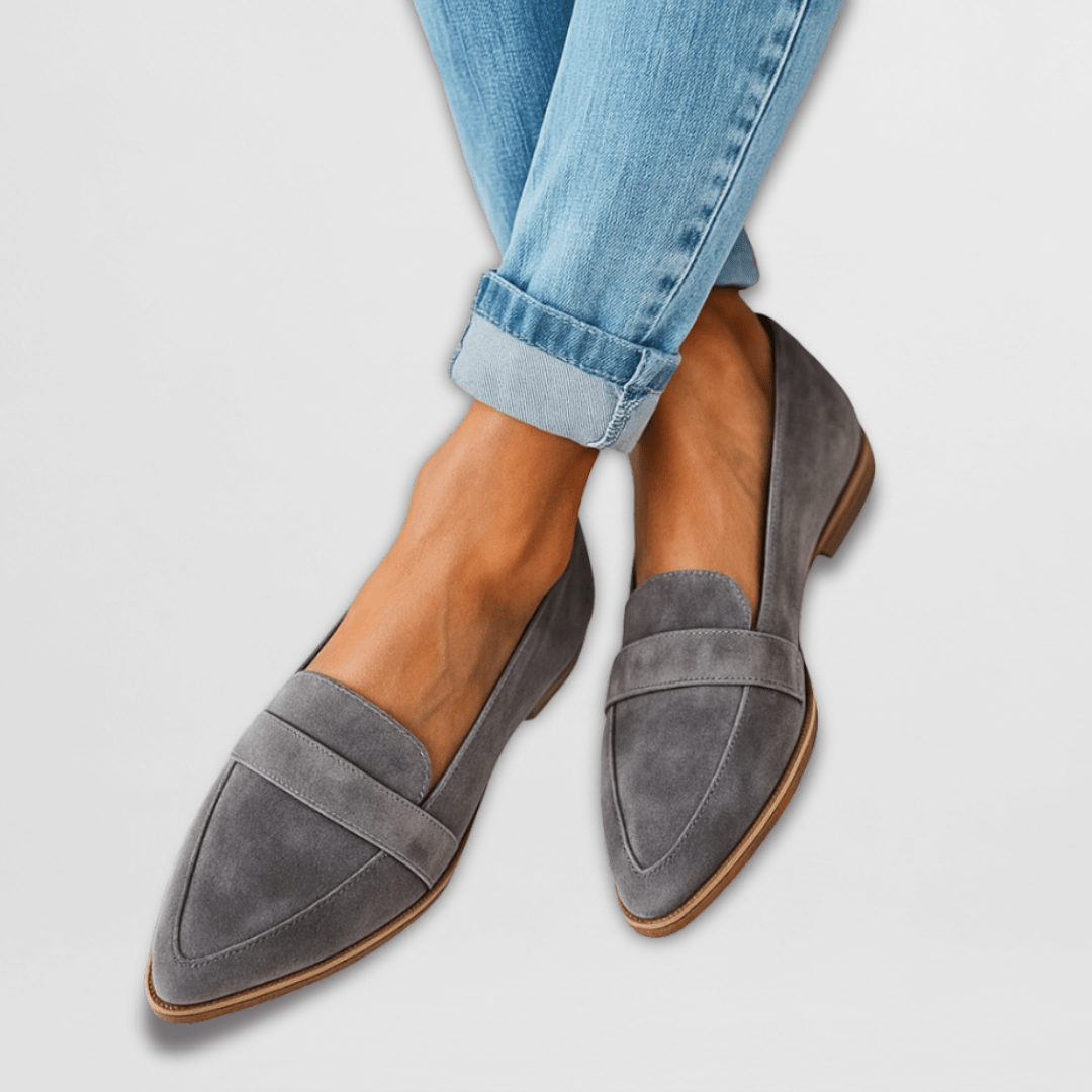 Velour Orthopedic Suede Loafers - Gray