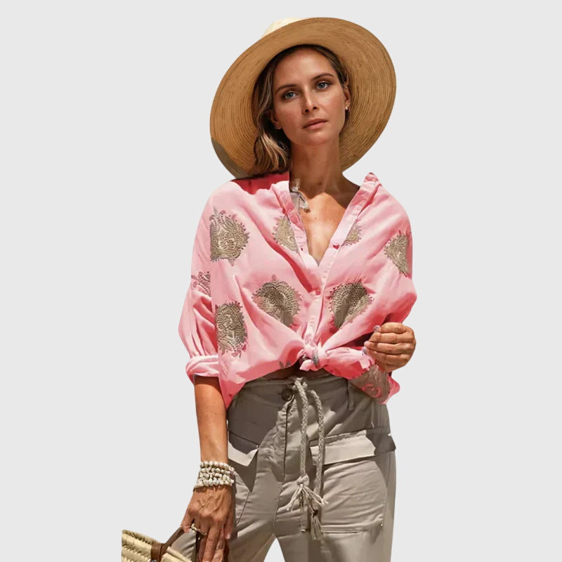 Coralie Airy Summer Blouse Red